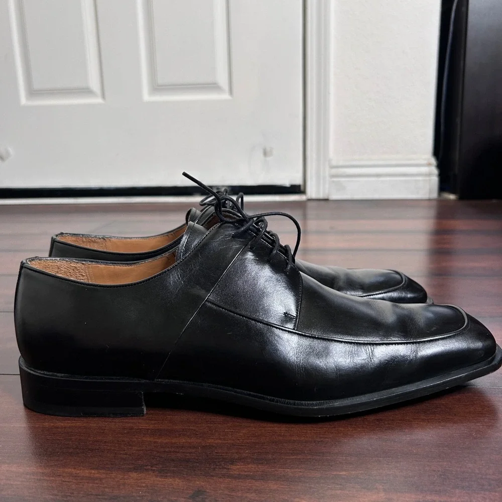 Mezlan Medolla Derby Dress Shoes Mens 13 Black Square Apron Toe Leather